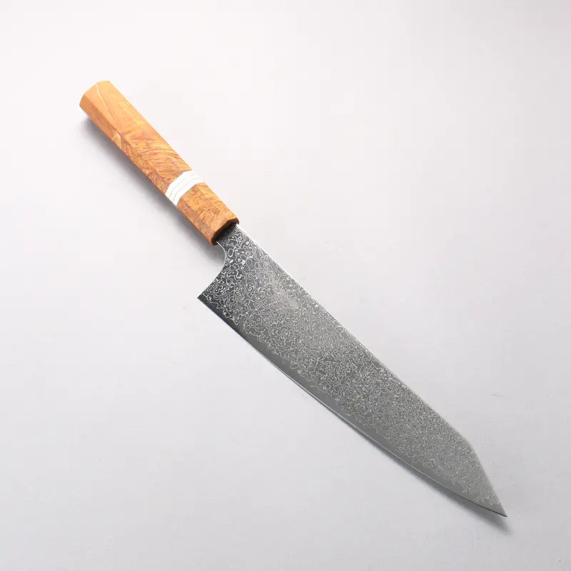Kanjyo Kiritsuke Gyuto – 240Mm Sg2 Damascus Blade With Migaki Finish & Brown Stabilized Wood Handle 1