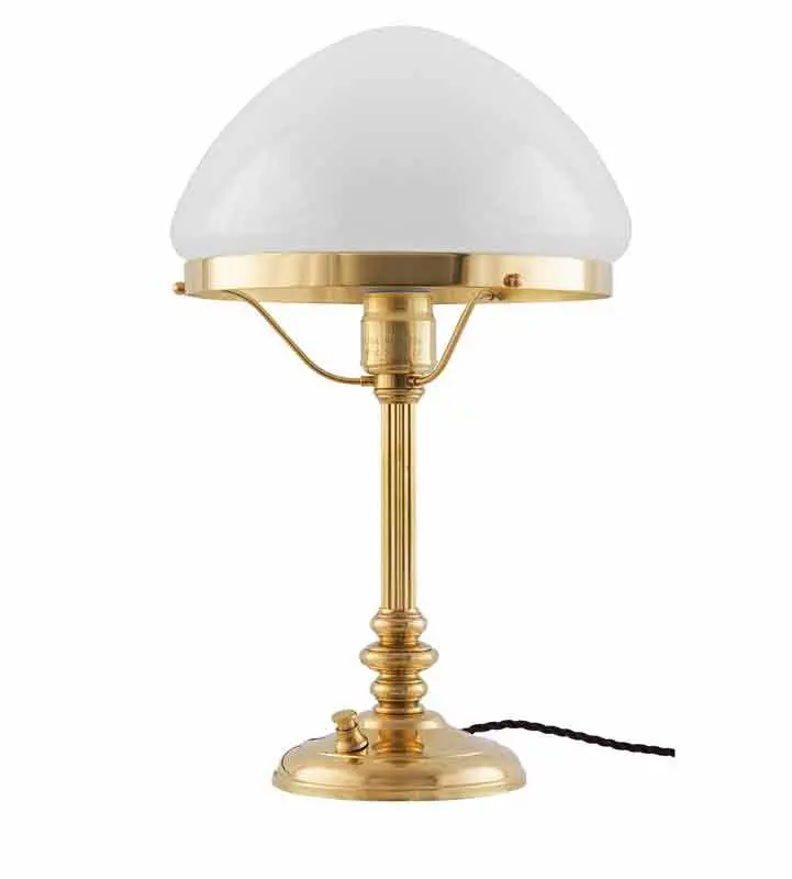 Karlfeldt Brass Table Lamp With Glossy White Shade 1
