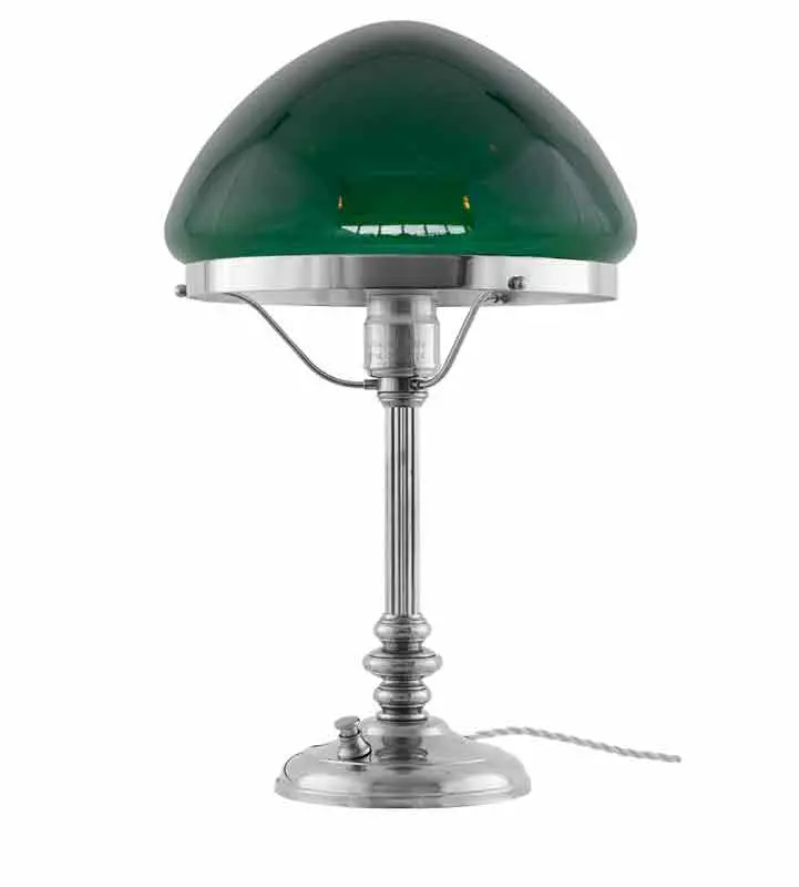Karlfeldt Nickel Table Lamp With Emerald Green Shade 1