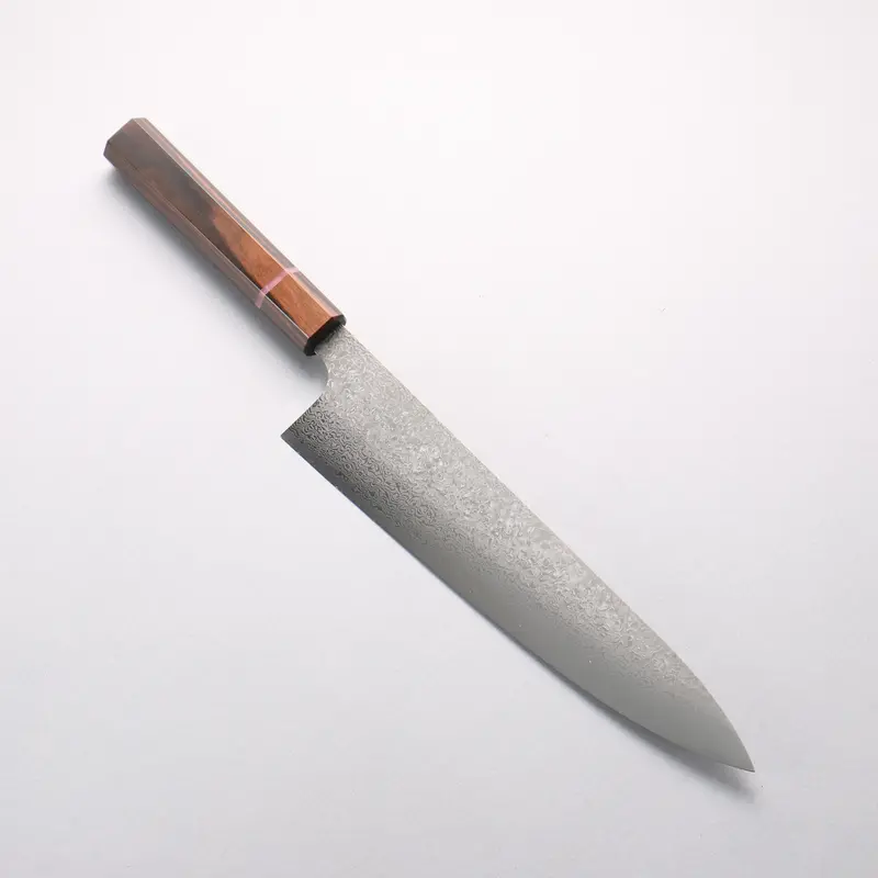 Kei Kobayashi Sg2 Damascus Gyuto – 240Mm With Striped Ebony Wood & Pink Ring 1