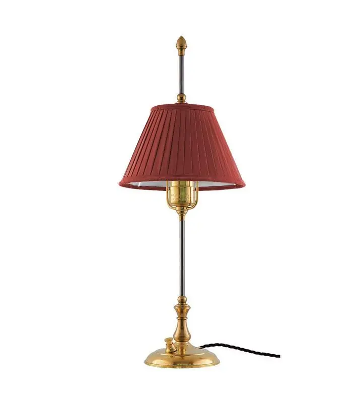 Kellgren Table Lamp In Brass With Dark Red Shade 1