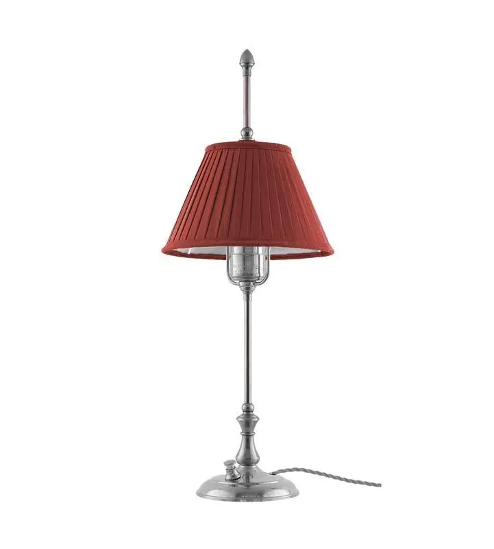 Kellgren Table Lamp In Nickel With Dark Red Shade 1
