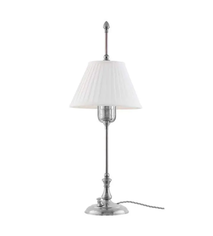 Kellgren Table Lamp In Nickel With White Shade 1
