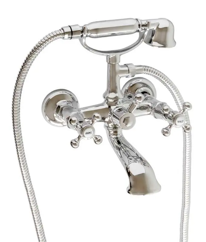 Kensington Chrome Bathtub Filler With Hand Shower 1