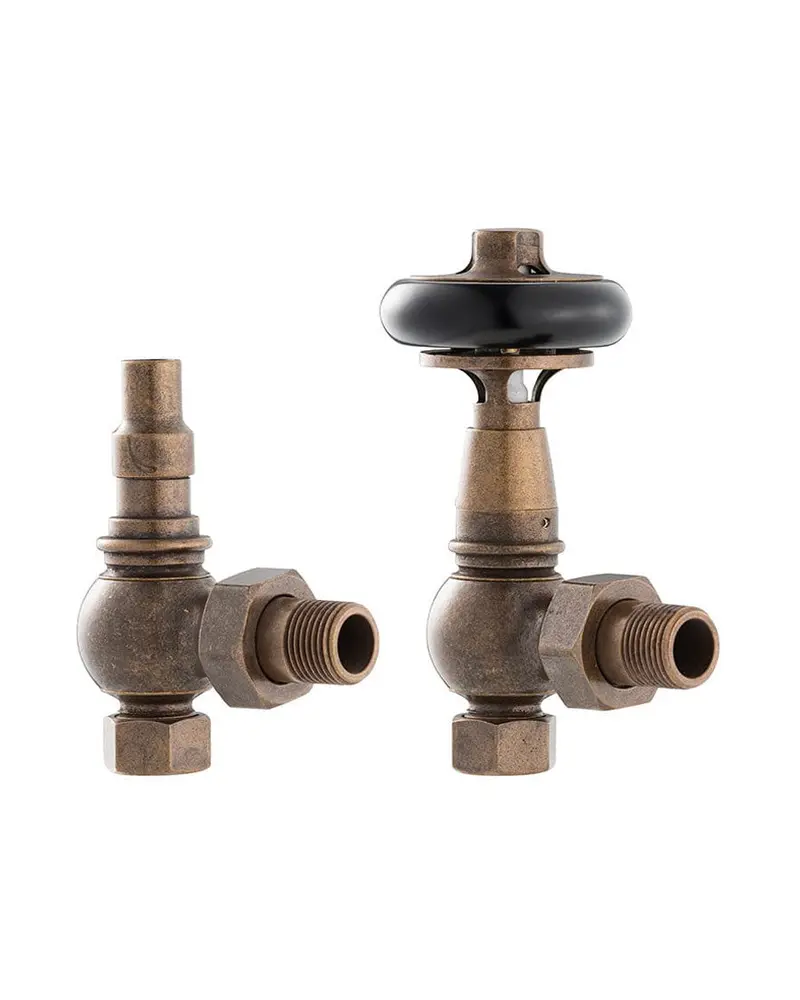 Kensington Thermostatic Radiator Valve – Antique Finish With Wooden Handle 1