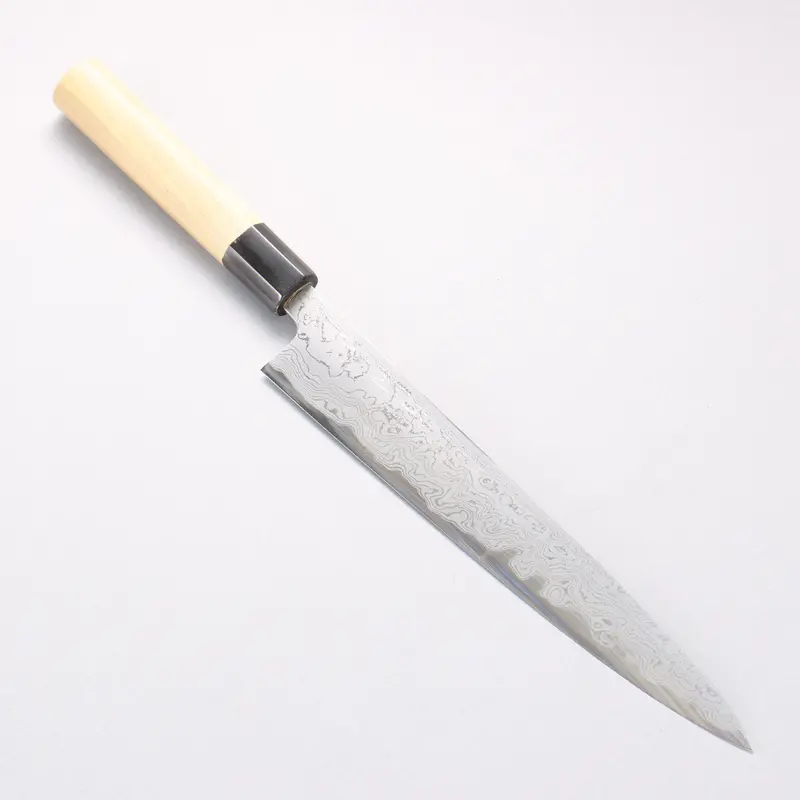 Kikumori Blue Steel No.1 Damascus Sujihiki – 240Mm With Magnolia Wood Handle 1