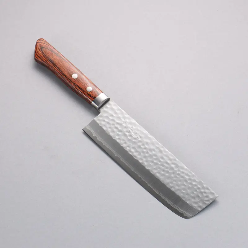 Kunihira Kokuryu Vg10 Hammered Damascus Nakiri Knife – 165Mm With Mahogany Pakka Wood Handle 1