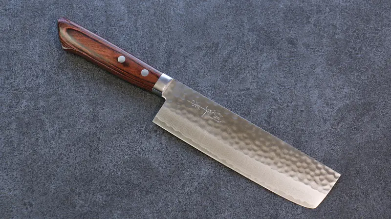 Kunihira Kokuryu Vg10 Hammered Damascus Usuba Knife 165Mm — Mahogany Wood Handle 1