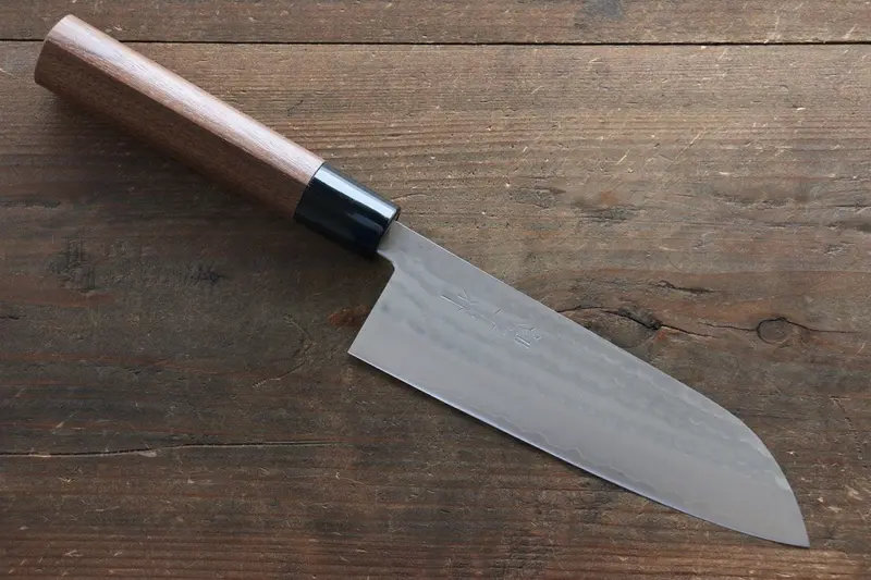 Kunihira Tanzo Vg1 Hammered Santoku Knife – 170Mm With Walnut Handle 1