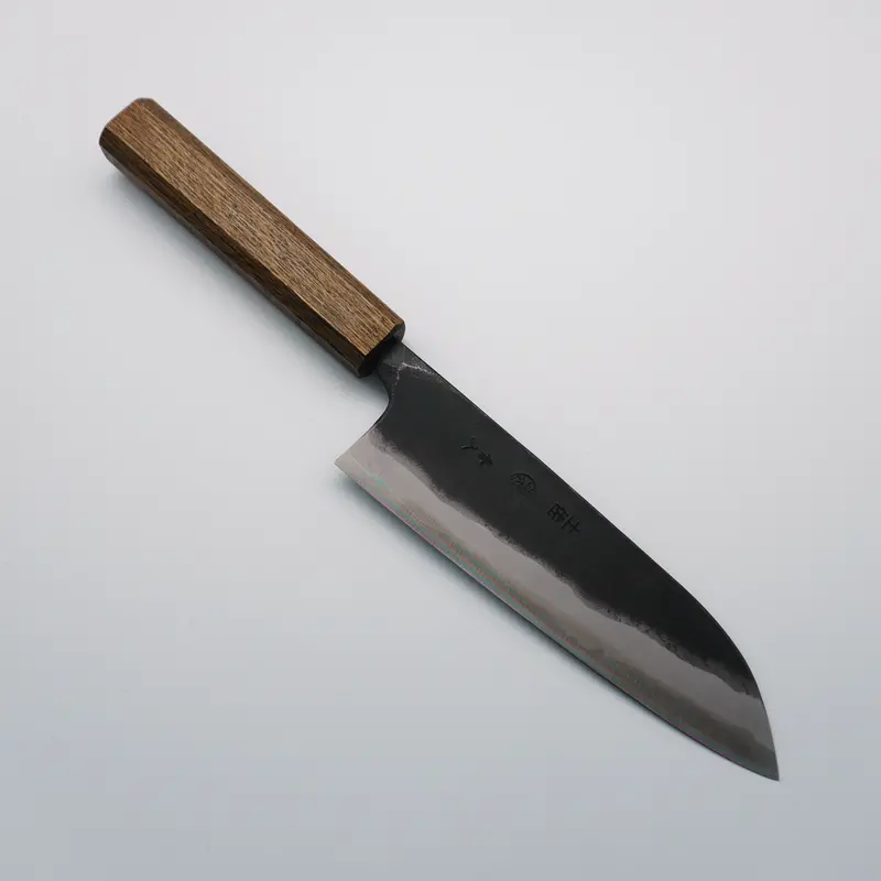 Kyohei Shindo Blue Steel Black-Finished Santoku – 170Mm, Lacquered Live Oak Handle 1