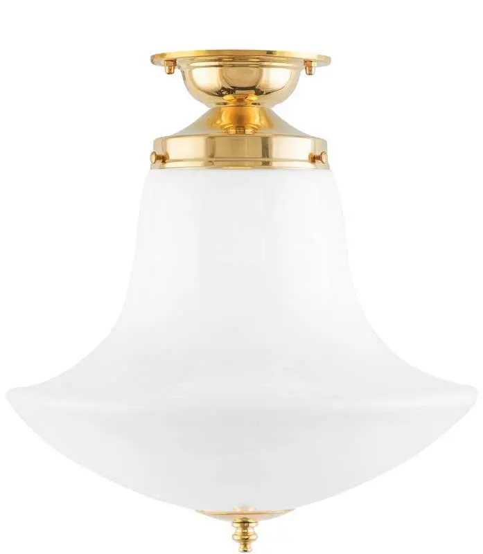 Lundkvist 100 Brass Ceiling Lamp With Frosted Globe Shade – Bath Lighting 1