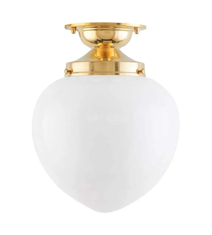 Lundkvist 100 Brass Ceiling Light With Glass Drop Shade – Minimalist Bathroom Lamp 1