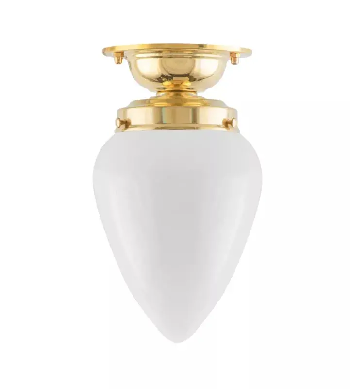 Lundkvist 80 Bathroom Fixture In Brass With White Opal Drop Shade 1