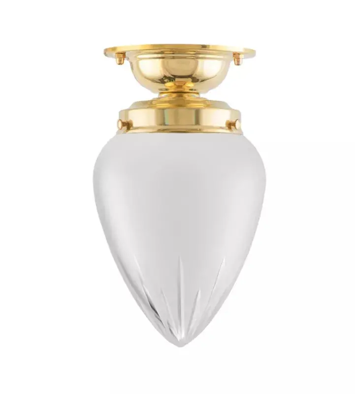 Lundkvist 80 Bathroom Lamp In Brass With Matte Opal Drop Shade 1