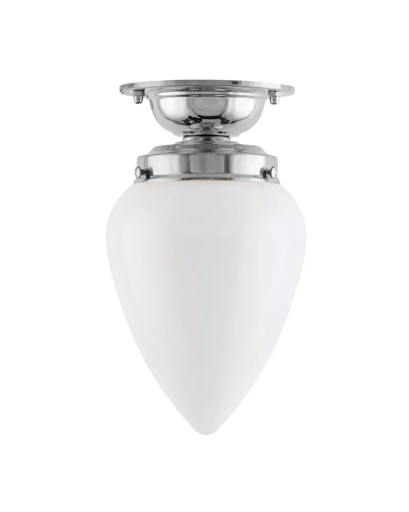 Lundkvist 80 Bathroom Wall Light In Nickel With White Opal Drop Shade 1