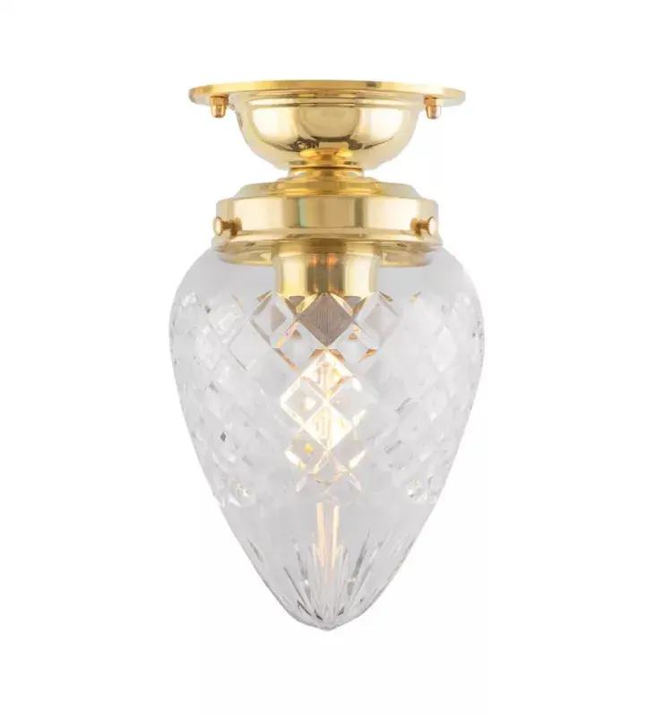 Lundkvist 80 Wet-Rated Wall Light In Brass With Clear Glass Drop Shade 1