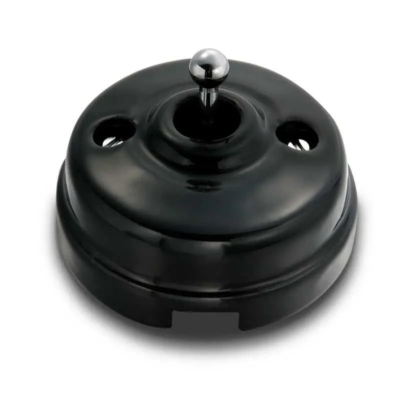 Matte Black Dimmer – Porcelain Faceplate With Chrome Switch Mechanism 1