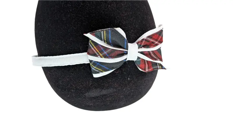 Mini Monarch Plaid Bow Headband – White Base, Single Unit 1