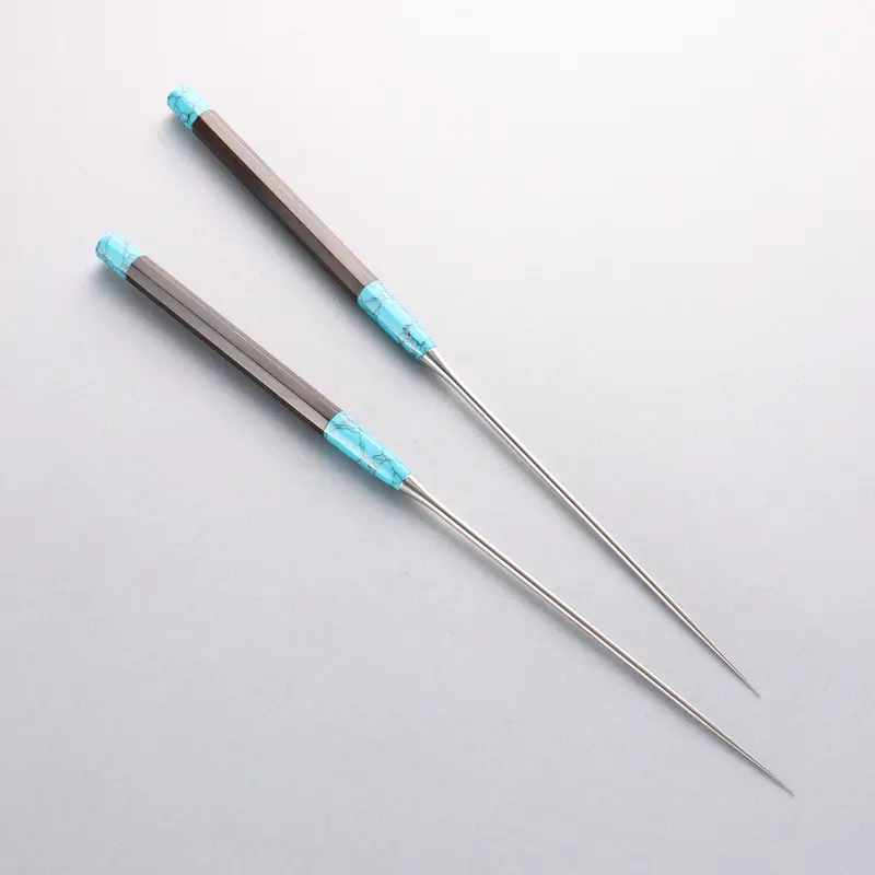 Moribashi 180Mm Chef Knife With Stainless Steel Blade, Ebony Wood, And Turquoise Accents 1