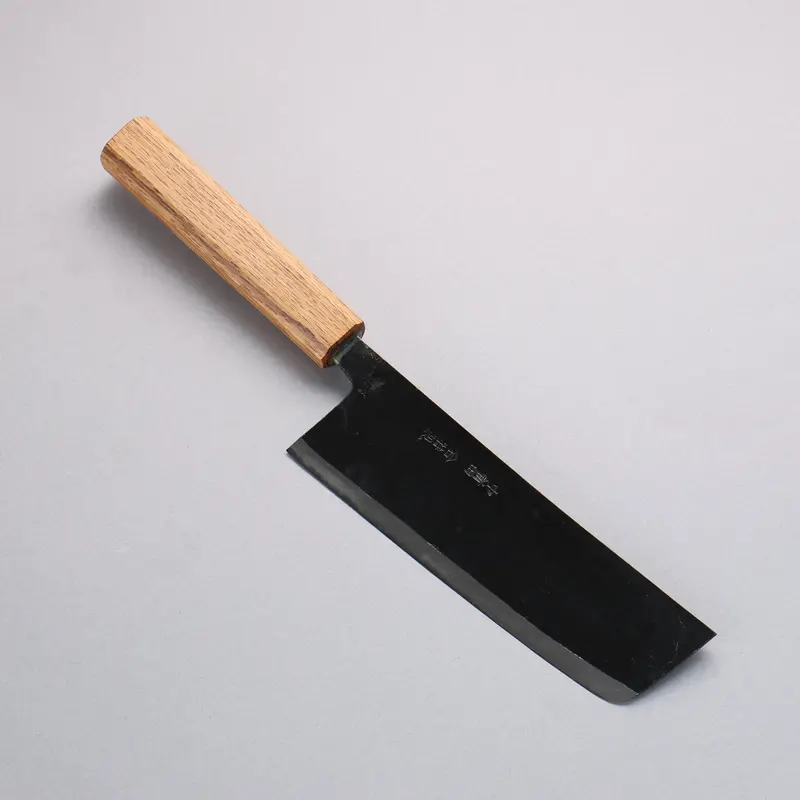 Nakaniida White Steel #2 Black-Finished Nakiri – 165Mm, Classic Oak Handle 1