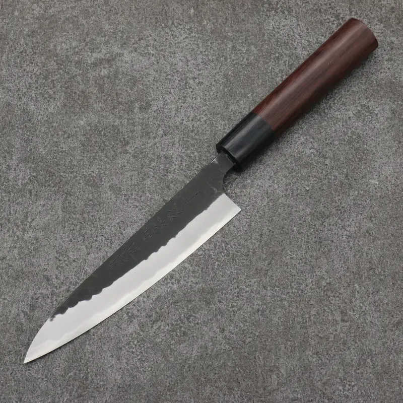 Nao Yamamoto Kurouchi Petty-Utility 135Mm – Blue Steel #2 Blade With Shitan & Black Pakka Wood Handle 1