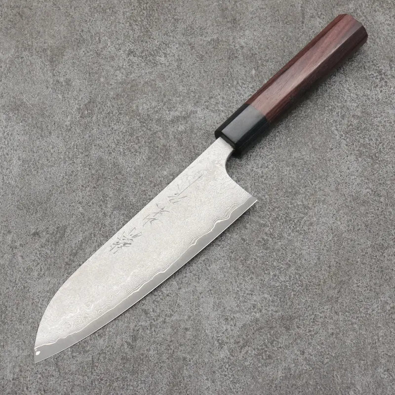 Nao Yamamoto Santoku 165Mm – Vg-10 Black Damascus Blade With Shitan Wood Handle 1
