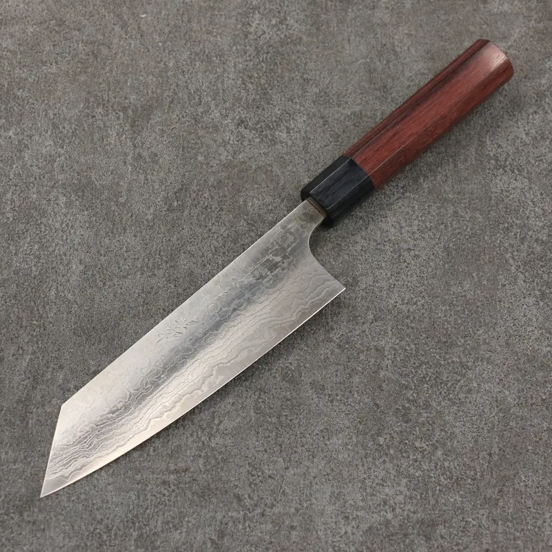 Nao Yamamoto Sg2 Damascus Bunka – 165Mm Migaki-Finished Utility Knife With Rosewood Handle And Black Pakka Wood Ferrule 1