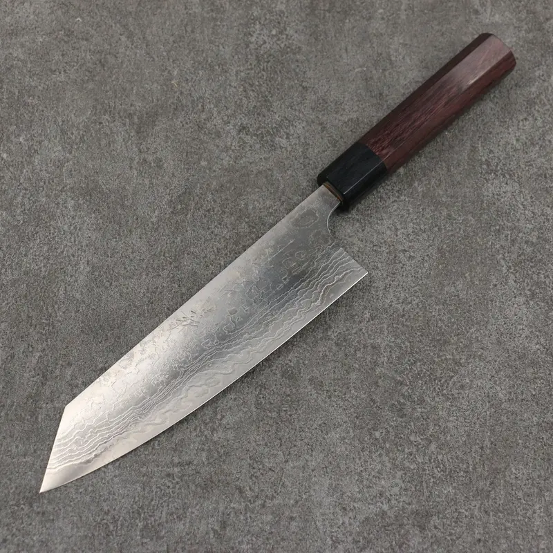 Nao Yamamoto Sg2 Damascus Bunka – 180Mm Migaki-Finished Hybrid Knife With Rosewood Handle And Black Pakka Wood Ferrule 1