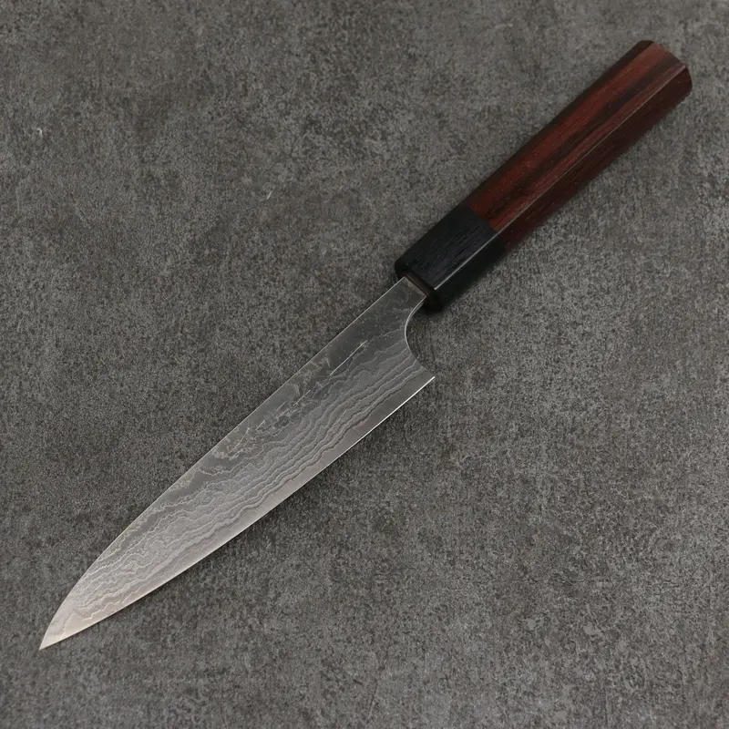 Nao Yamamoto Sg2 Damascus Petty – 135Mm Migaki-Finished Utility Knife With Shitan Wood And Black Pakkawood Handle 1