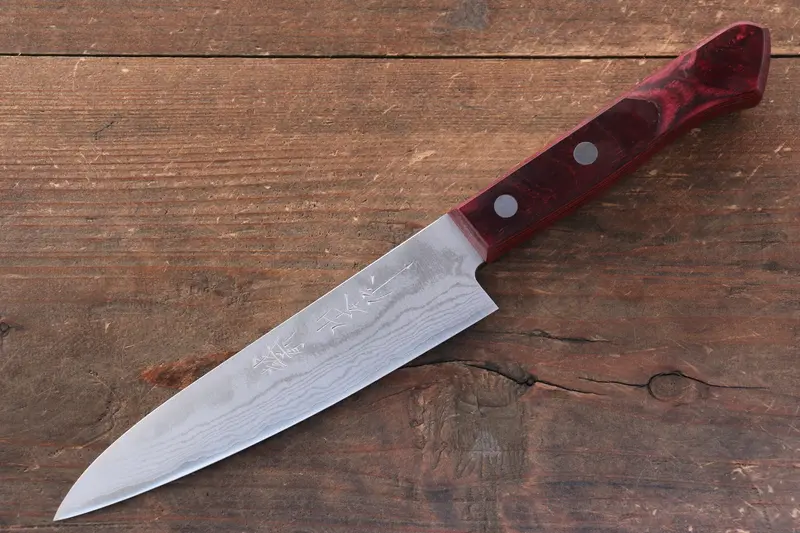 Nao Yamamoto Vg10 Damascus Petty-Utility – 135Mm With Red Pakkawood Handle 1