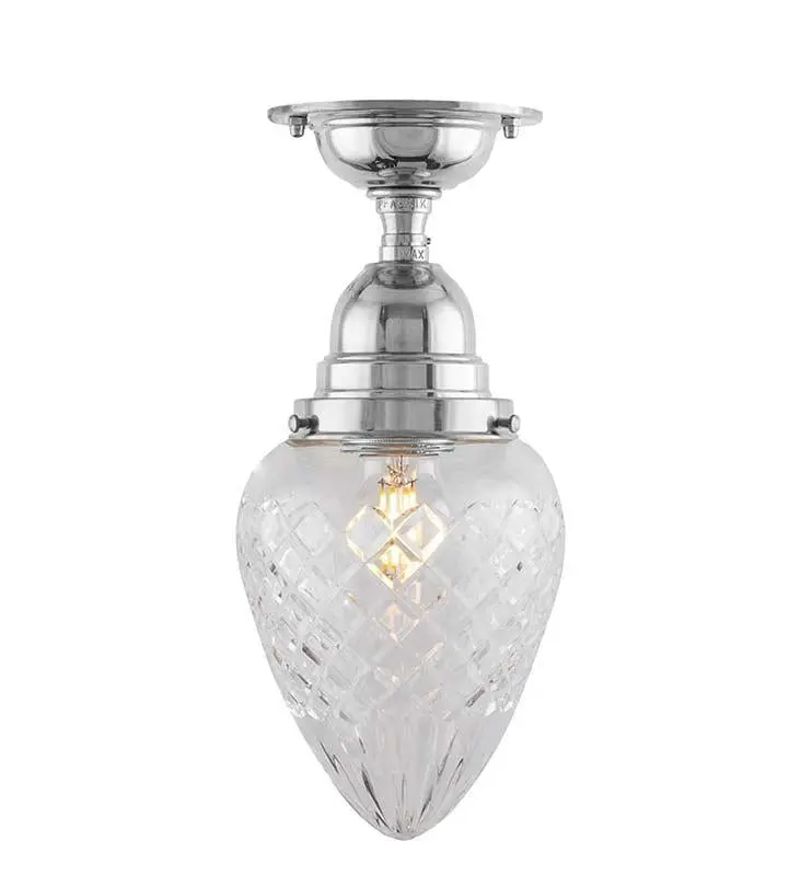 Nickel Bathroom Pendant Light With Clear Crystal Drops – Byström 80 Series 1