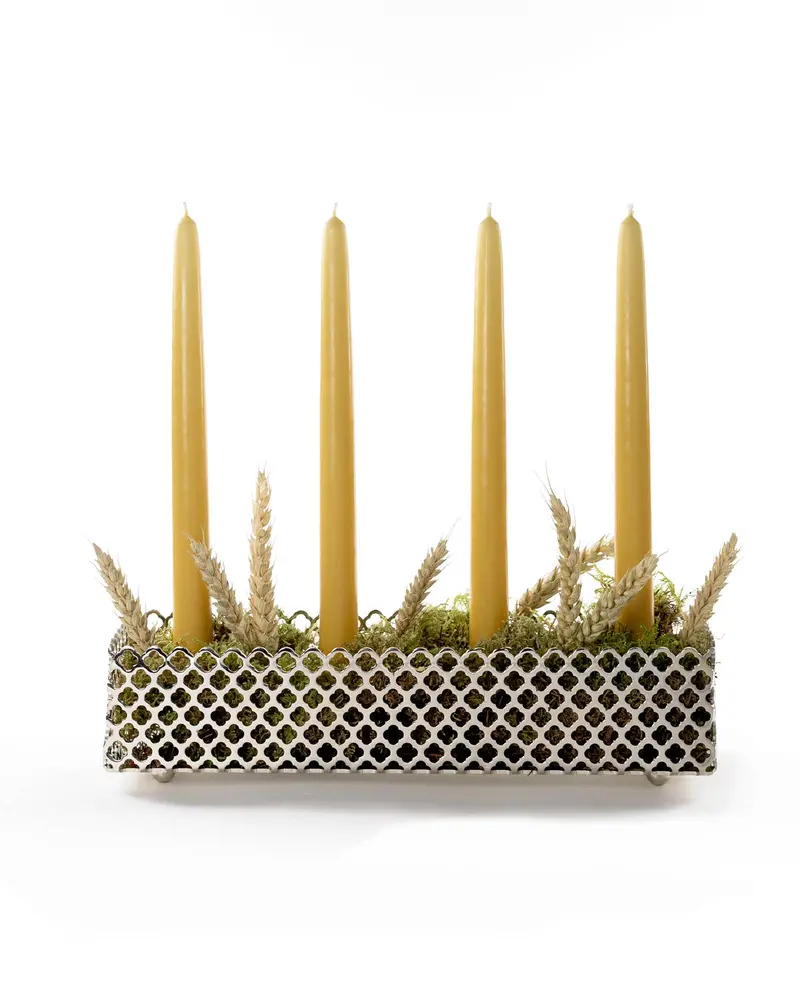 Nickel-Plated Advent Candle Holder – Elegant Clover Design 1