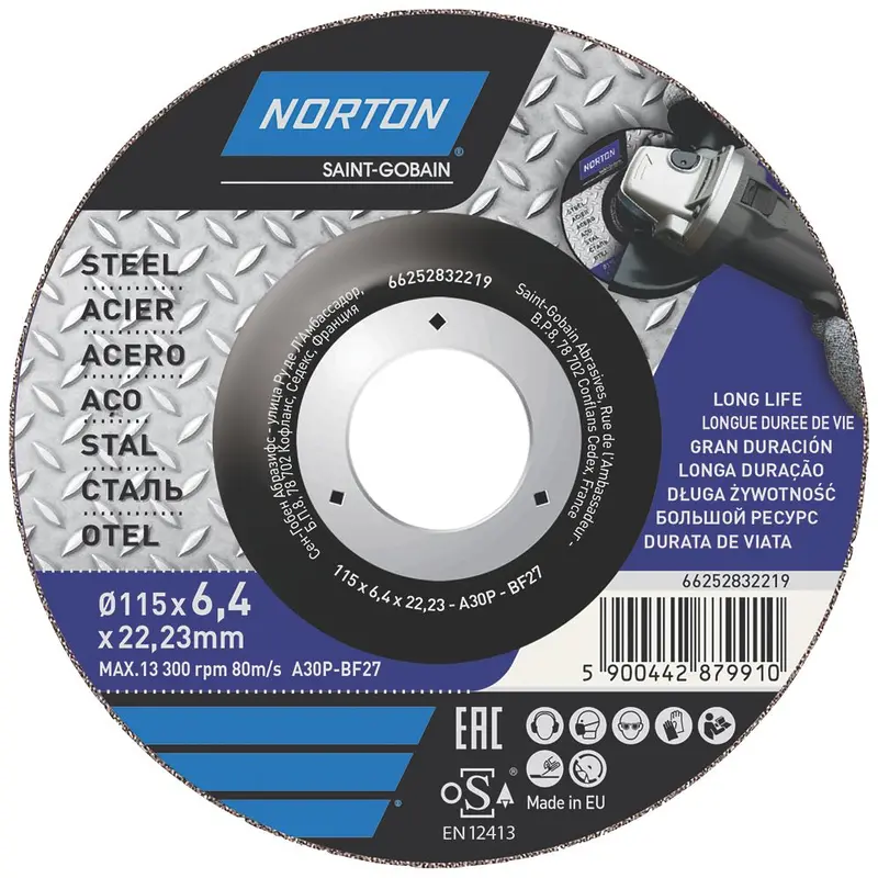 Norton 115Mm Grinding Discs – 6.4Mm Thick, 5-Pack For Stock Removal 1
