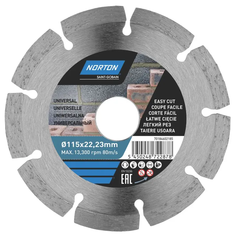 Norton 115×22.23Mm Segmented Diamond Blade – Compact Multi-Material Cutter 1