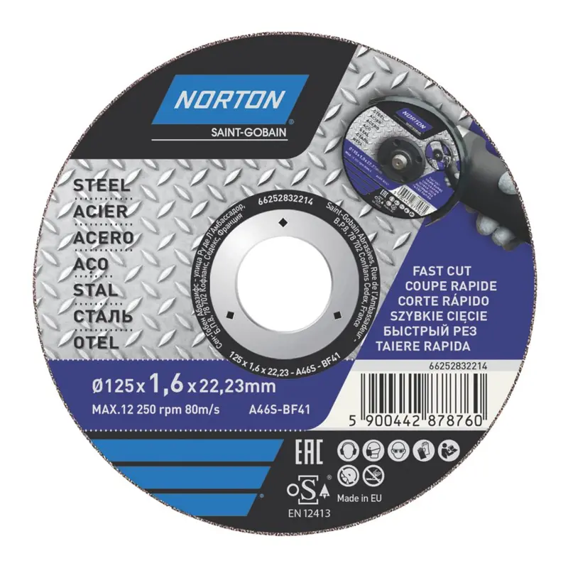 Norton 125Mm Metal Cutting Disc – 1.6Mm Thickness, High-Speed Steel Cutting 1
