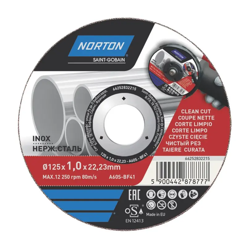 Norton 125Mm Stainless Steel Cutting Disc – 1.0Mm Thick, 22.2Mm Arbor 1