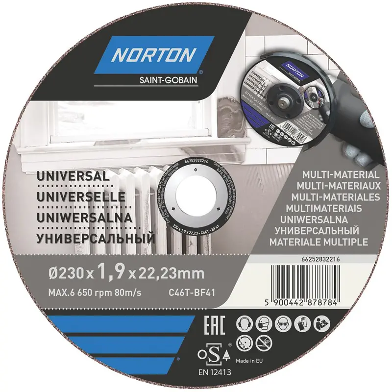 Norton 9-Inch (230Mm) Angle Grinder Cutting Discs – 1.9Mm Thick, 22.23Mm Arbor, 3-Pack 1