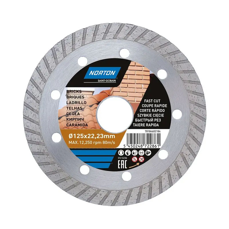 Norton Diamond Turbo Cutting Disc – 125Mm X 22.2Mm Arbor 1