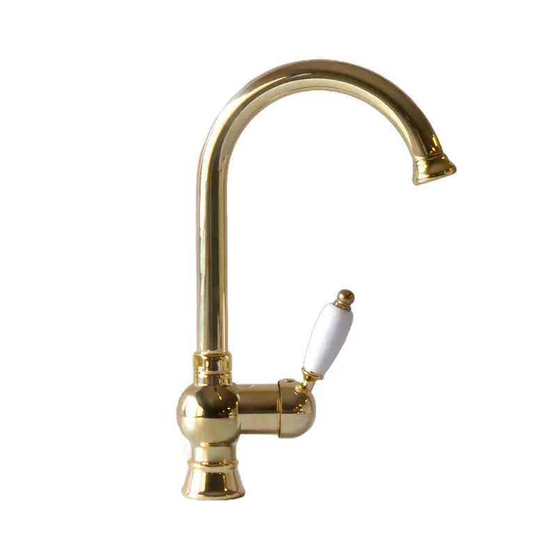 Nottingham Swan-Neck Kitchen Faucet – Brass Finish 1