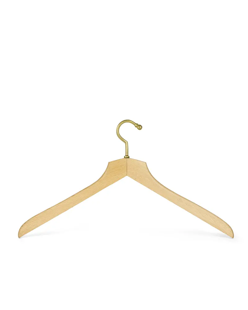 Oak & Brass Wall-Mounted Garment Hanger 1