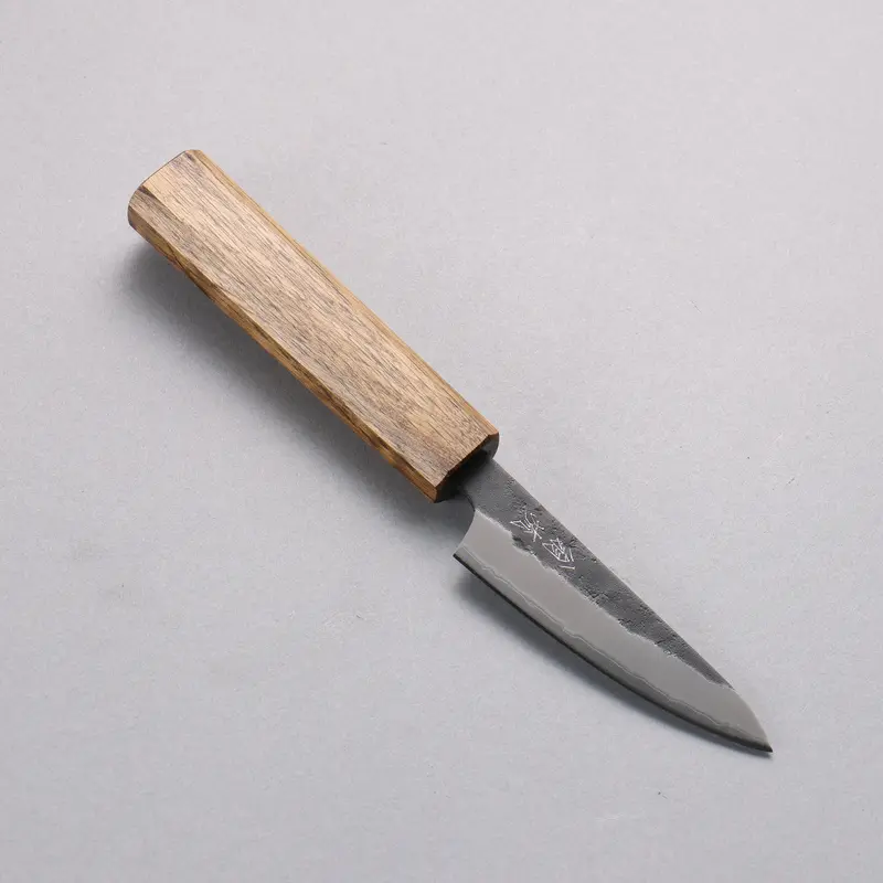 Oul Blue Super Black Nashiji Petty-Utility Knife – 80Mm With Oak Handle 1