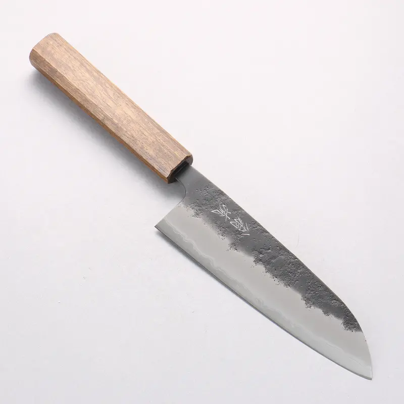 Oul Blue Super Black Nashiji Santoku Knife – 165Mm With Oak Handle 1