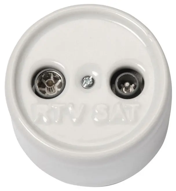 Outdoor Tv/Sat Socket – White Porcelain 1