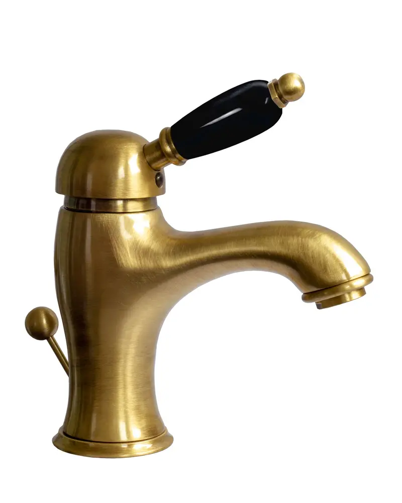 Paddington Bronze Basin Mixer Tap With Black Lever Handle 1