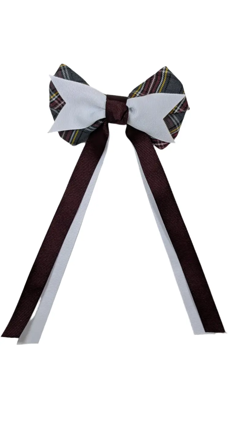Plaid Bow With White Spike And Streamers – French Clip Style 1