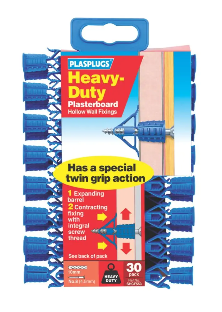 Plasplugs Heavy-Duty Plasterboard Fixings – 10Mm X 36Mm, 30-Pack 1