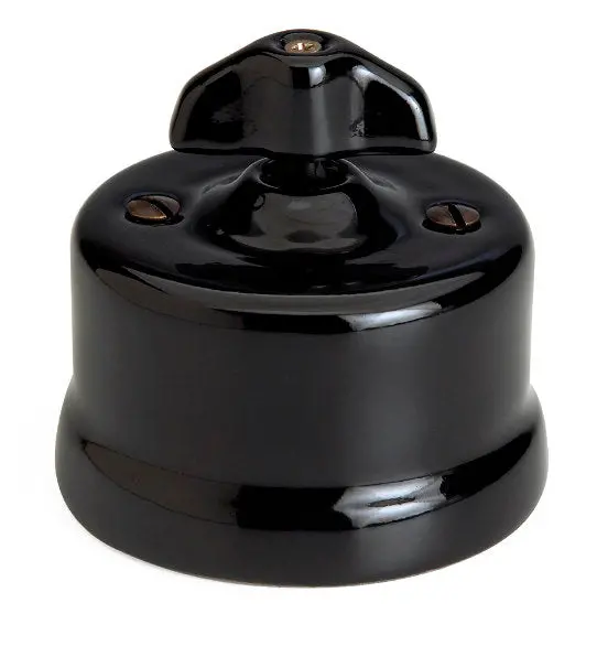 Retro Black Porcelain Toggle Switch – Surface-Mount Staircase Design 1
