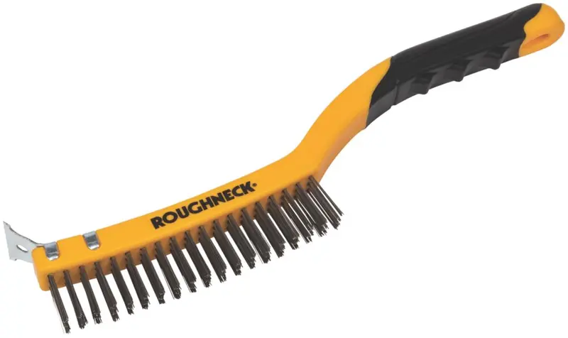 Roughneck Soft-Grip Stainless Steel Wire Brush – Rust-Resistant Bristles 1