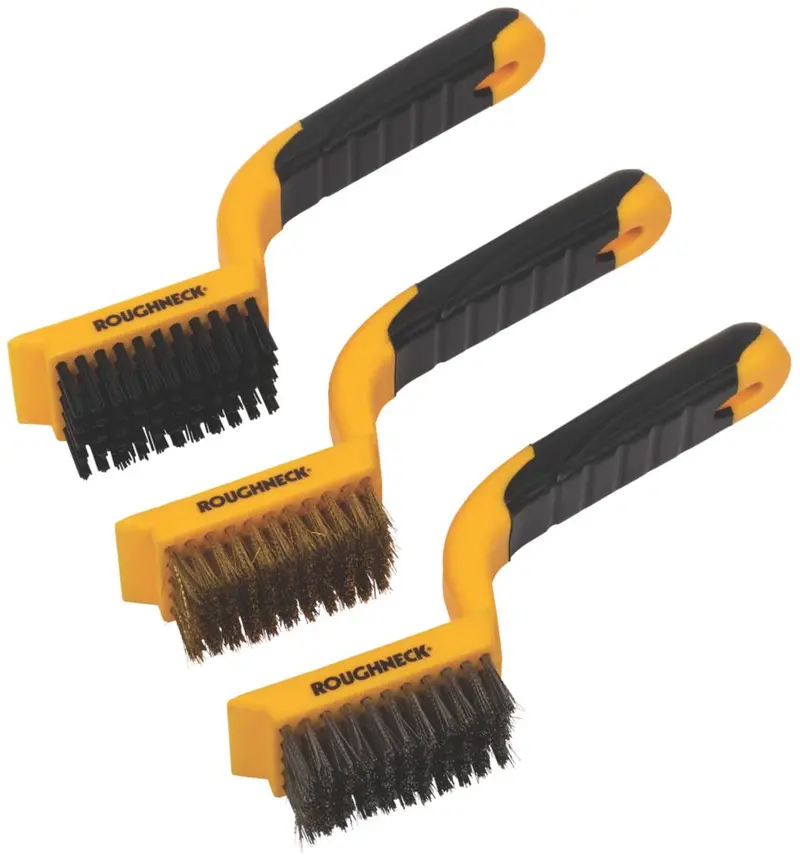Roughneck Wide-Face Wire Brush Set – 3-Piece Industrial Cleaning Kit 1