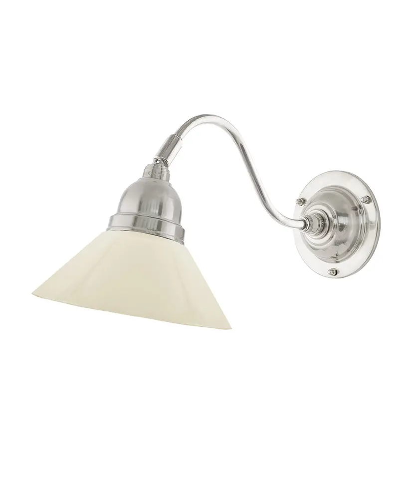 Runeberg Wall Light – Nickel Finish With Bone-White Shade 1